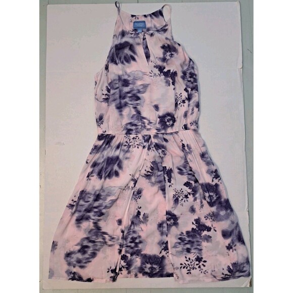 Simply Vera Vera Wang Dresses & Skirts - Simply Vera Vera Wang Pink & Purple Flora Tie-Dye Halter Dress Women's Size M